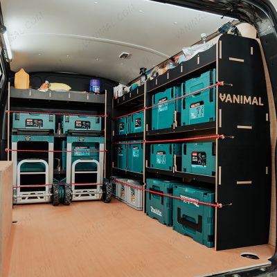 VW Transporter T5 T6 L1 Hexaboard Bulkhead and Driver Side MakPac Van Racking Vanimal