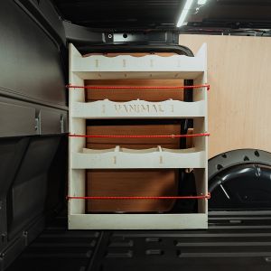 Side van view of the Ford Transit Connect LWB 2024- OS Front Multi-Compartment Van Racking