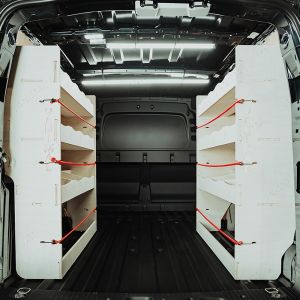 Rear van view of the Ford Transit Connect LWB 2024- Double Rear Van Racking