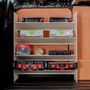 Side van view of the Citroen Dispatch 2016- Front Toolbox Shelving Racking
