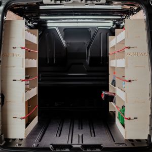Rear van view of Peugeot Expert SWB L1 2016- Double Rear and Front Toolbox with Compartment Racking (Triple Pack)