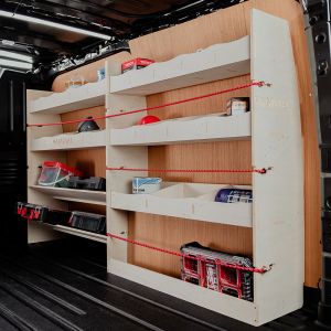Peugeot Expert SWB L1 2016- Full Driver Side with Front Toolbox/Compartments Ply Racking 
