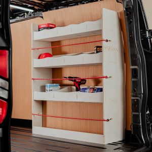 Rear van side angle view of the Peugeot Expert 2016- LWB OS Rear Racking and Shelving