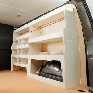 Rear van side angle view of the Fiat Talento 2016-2021 Driver Side Ulti-Rack Van Racking V3