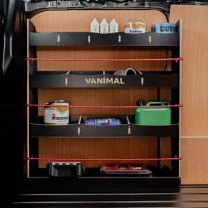 Side van view of the Renault Trafic 2014- Hexaboard Front Racking and Shelving