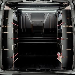 Rear van view of the Vauxhall Vivaro C 2019- LWB Hexaboard NS and OS Rear Van Racking