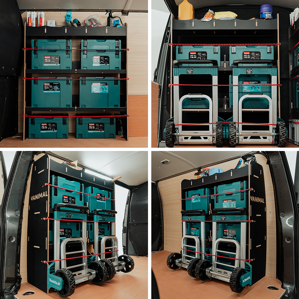 Close-up view of the individual Hexaboard MakPac/Toolbox Racks